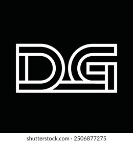Logo-Monogramm mit Linienstil, negativem Leerzeichen auf schwarzem Hintergrund