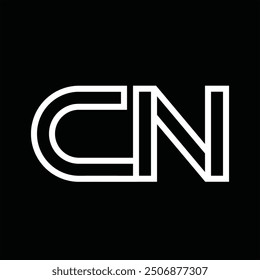 Logo monogram with line style negative space on black background