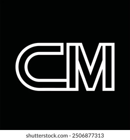 Logo monogram with line style negative space on black background
