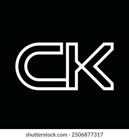 Logo monogram with line style negative space on black background