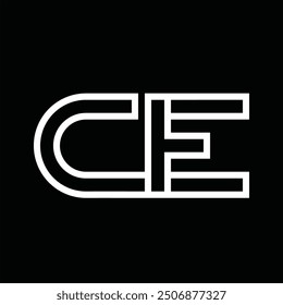 Logotipo monograma con estilo de línea espacio negativo sobre fondo negro