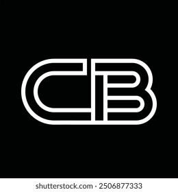 Logotipo monograma con estilo de línea espacio negativo sobre fondo negro