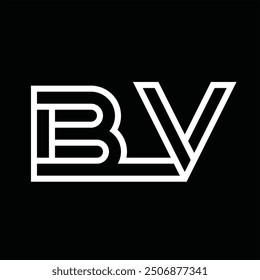 Logotipo monograma con estilo de línea espacio negativo sobre fondo negro