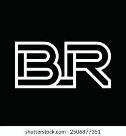 Logotipo monograma con estilo de línea espacio negativo sobre fondo negro