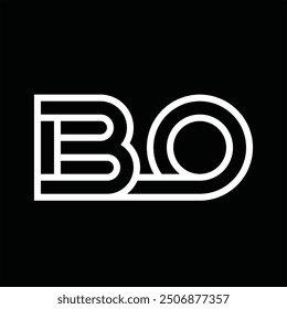Logotipo monograma con estilo de línea espacio negativo sobre fondo negro