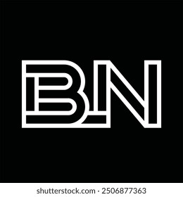 Logo-Monogramm mit Linienstil, negativem Leerzeichen auf schwarzem Hintergrund