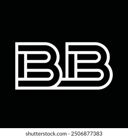 Logotipo monograma con estilo de línea espacio negativo sobre fondo negro
