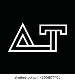 Logo-Monogramm mit Linienstil, negativem Leerzeichen auf schwarzem Hintergrund