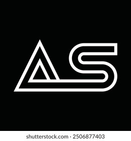 Logo-Monogramm mit Linienstil, negativem Leerzeichen auf schwarzem Hintergrund
