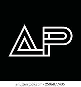 Logo-Monogramm mit Linienstil, negativem Leerzeichen auf schwarzem Hintergrund