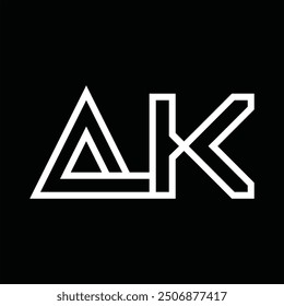 Logotipo monograma con estilo de línea espacio negativo sobre fondo negro