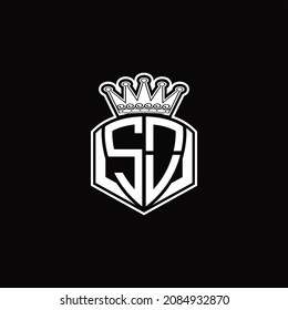 SO Logo monogram with luxury emblem shape and crown design template on black background