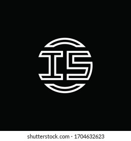 IS logo monogram with negative space circle rounded design template