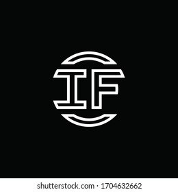 IF logo monogram with negative space circle rounded design template
