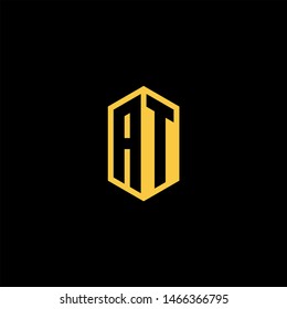 AT Logo Monogram with Negative Space with Gold colors - Modern Template EPS 10