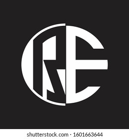 RE Logo monogram with Negative space style design tempate
