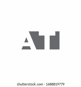 AT Logo monogram with negative space style design template isolated on white background