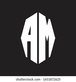 AM Logo monogram with octagonal ribbon style design template