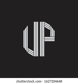 UP Logo monogram with outline style linked isolated on black background