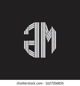 AM Logo monogram with outline style linked isolated on black background