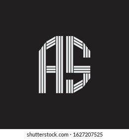 AS Logo monogram with outline style linked isolated on black background