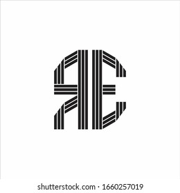 RE Logo monogram outline style linked isolated on white background