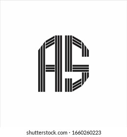 AS Estilo de esquema de monograma del logotipo vinculado aislado en fondo blanco