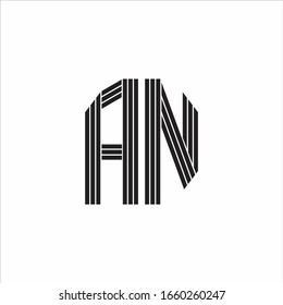 AN Logo monogram outline style linked isolated on white background
