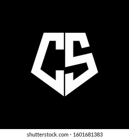 logo monogram with pentagon shape style design template