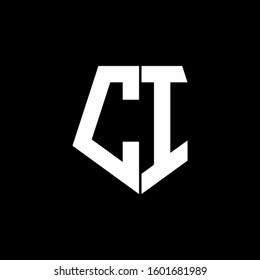logo monogram with pentagon shape style design template