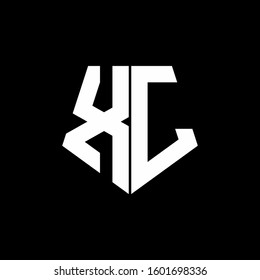 logo monogram with pentagon shape style design template