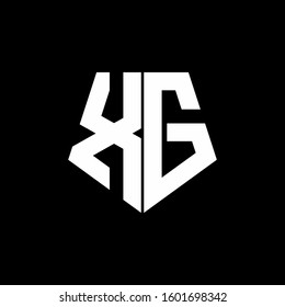 logo monogram with pentagon shape style design template