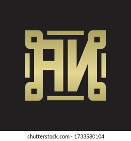 AN Logo monogram with piece line art design template