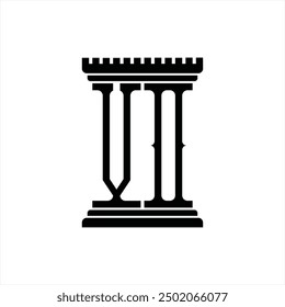 Logotipo monograma con forma de pilar Plantilla de diseño de fondo blanco