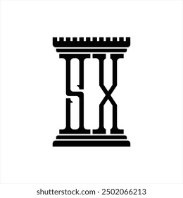 Logo-Monogramm mit Säulenform, weißer Hintergrund, Designvorlage