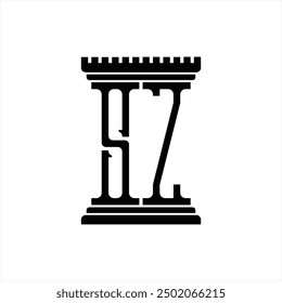 Logotipo monograma con forma de pilar Plantilla de diseño de fondo blanco