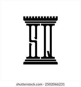 Logo monogram with pillar shape white background design template