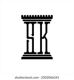 Logotipo monograma con forma de pilar Plantilla de diseño de fondo blanco