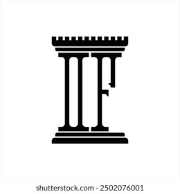 Logotipo monograma con forma de pilar Plantilla de diseño de fondo blanco