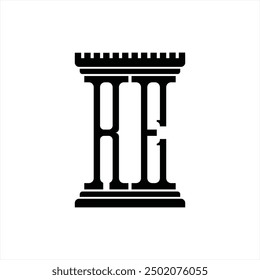 Logo monogram with pillar shape white background design template