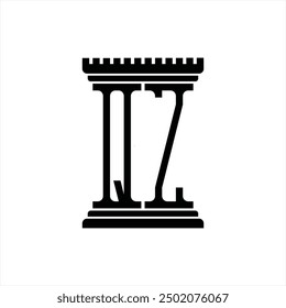 Logotipo monograma con forma de pilar Plantilla de diseño de fondo blanco