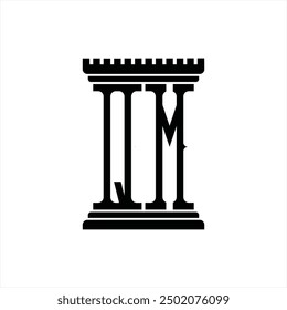 Logo monogram with pillar shape white background design template