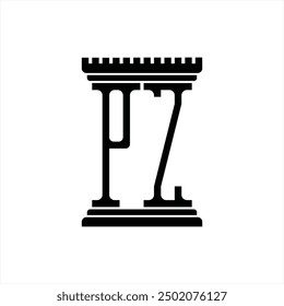 Logotipo monograma con forma de pilar Plantilla de diseño de fondo blanco
