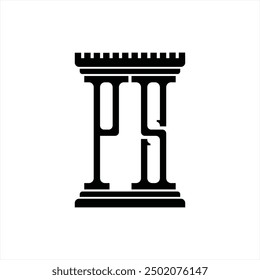 Logo monogram with pillar shape white background design template