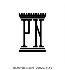 Logotipo monograma con forma de pilar Plantilla de diseño de fondo blanco