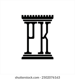 Logotipo monograma con forma de pilar Plantilla de diseño de fondo blanco