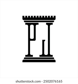 Logotipo monograma con forma de pilar Plantilla de diseño de fondo blanco