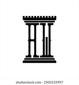 Logo monogram with pillar shape white background design template