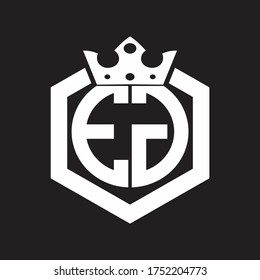 EG Logo monogram rounded by hexagon shape with crown design template