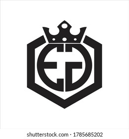 EG Logo monogram rounded by hexagon shape with crown design template on white background